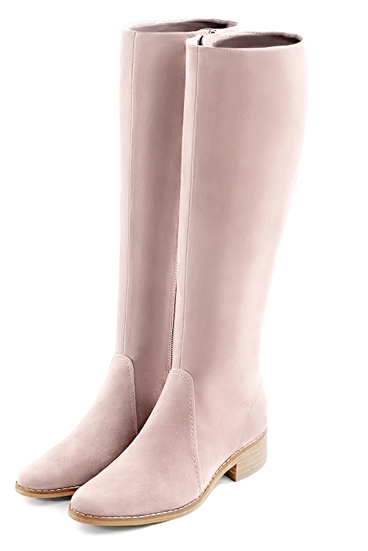 Bottes femme cavali res sur mesures rose poudr Mollets fins ou